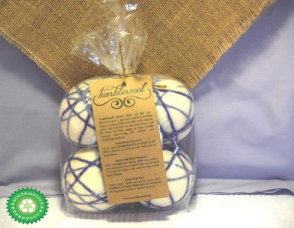 Wool Dryer Balls - 100% Wool - Purple 4-Pack